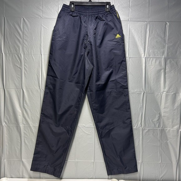 Vintage Adidas Track‎ Pants L Blue Yellow Button Loop Adjustable Leg Stripes 90s - Picture 2 of 5